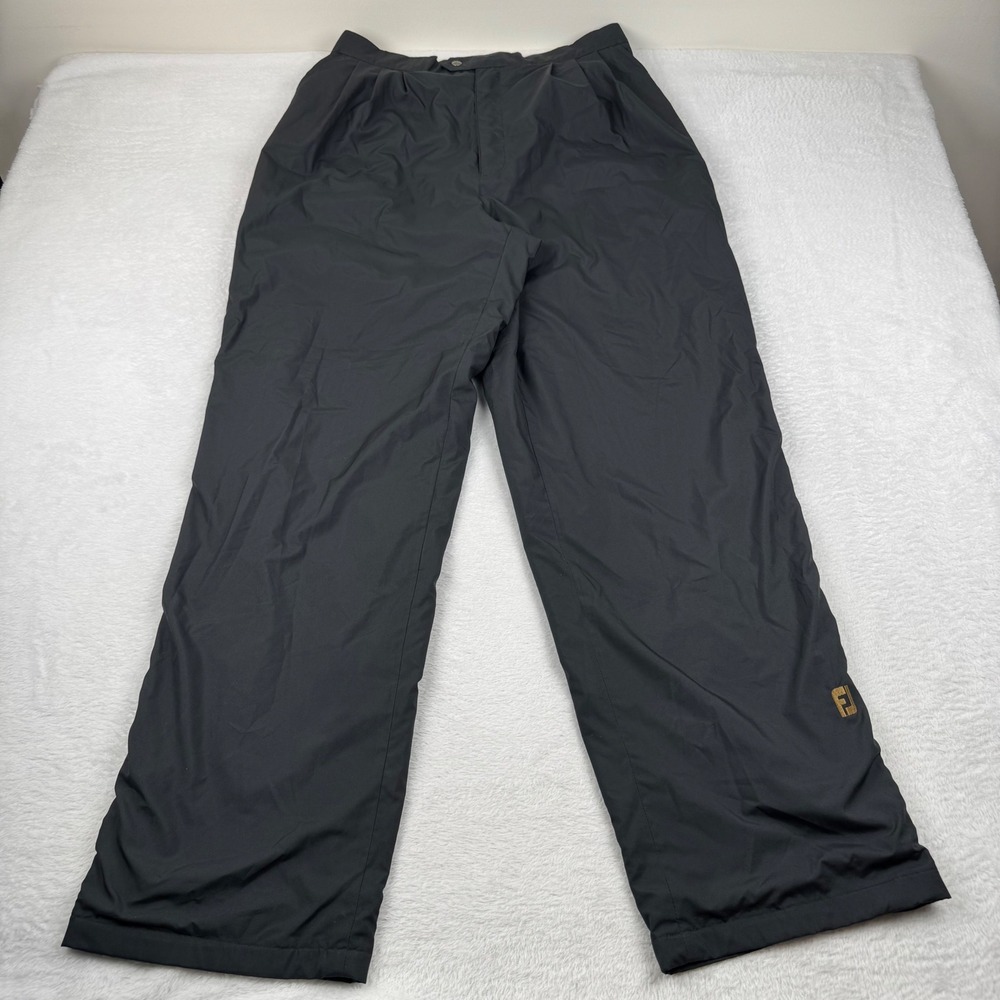 FootJoy DryJoys Rain Pants Men Large Black Golf Waterproof Pleated Elastic Waist